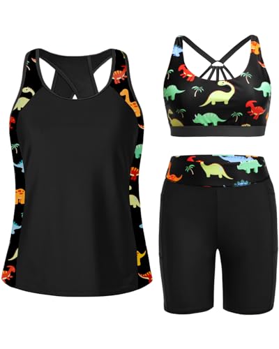Tempt Me Women 3 Piece Tankini Swimsuits - Athletic Bathing Suits Swim Tank Top with Boy Shorts and Bra Modest Swimwear 2026
