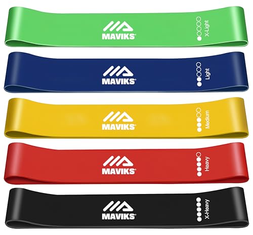 MAVIKS Exercise Resistance Bands for Working Out Set of 5 for Women and Men, Stretch Bands for Exercise, Physical Therapy,...