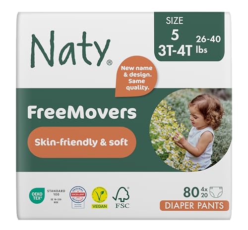 Naty FreeMovers Diaper Pants | Sensitive Skin Certified Potty Training Pants | Soft, Unscented | Absorbent & Leak-Proof | ...