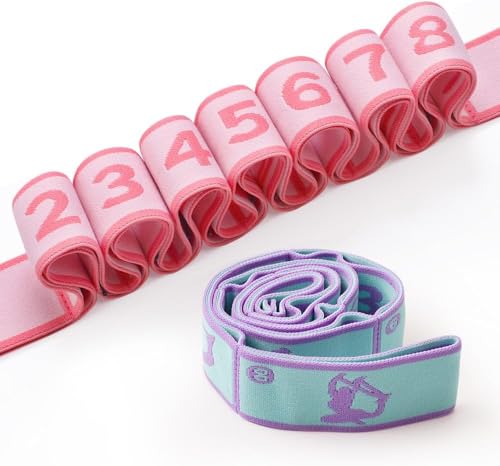2 PCS Kids Stretching Strap - 8-Loop Adjustable Stretch Bands for Dance, Ballet, Yoga, Gymnastics Workout, Children‘s Fitn...