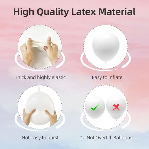 135pcs White Balloons Different Sizes 18" 12" 10" 5" White Latex Balloon Garland Arch Kit for Boys Girls Birthday Baby Sho...