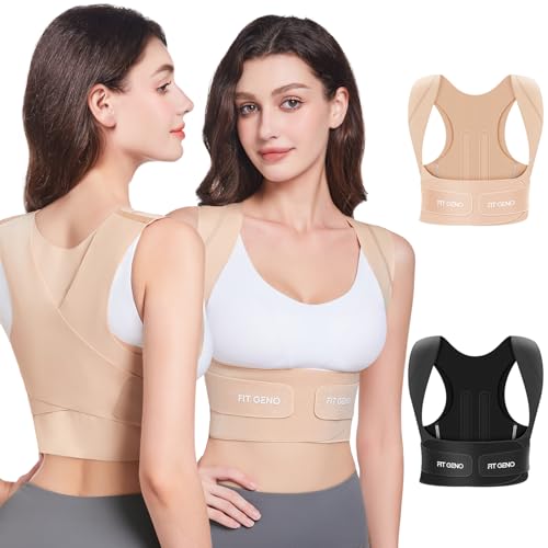 Fit Geno Posture Corrector for Women Invisilite: Invisible Lightweight Back Brace for Neck Shoulder & Upper Back Pain Reli...