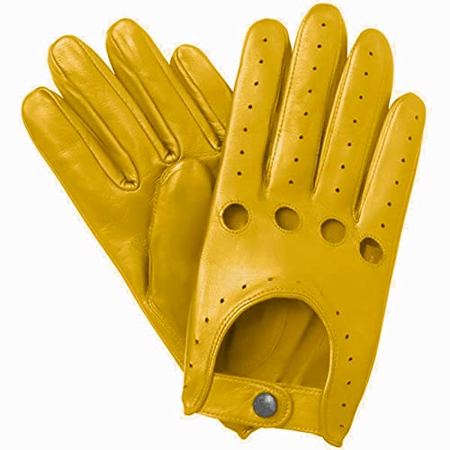Sheepskin Chauffeur Driving Gloves - Mustard