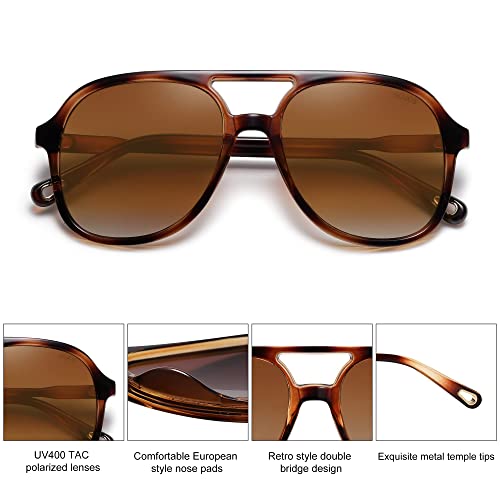 SOJOS Retro Polarized Aviator Sunglasses Womens Mens Classic 70s 80s Vintage Trendy Square Aviators SJ2174