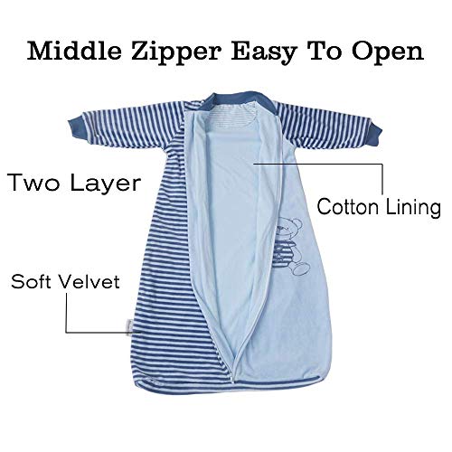Toddler Sleeping Sack Long Sleeve 9-24M Cotton Velvet Tog 2.0 Warm12-18 Months Baby Wearable Blanket Soft Sleeping Bag wit...
