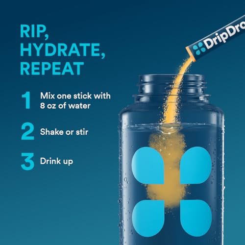 DripDrop Hydration Packets - Tropical Variety Pack - Single Serve Electrolytes Powder Drink Mix - Mango, Açaí, Passion Fru...