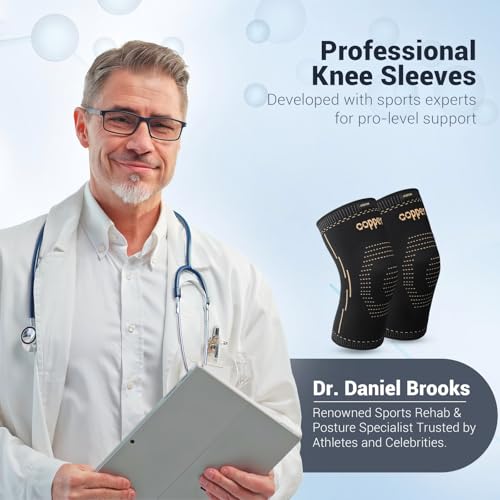 Janustar Copper Knee Braces for Men & Women – Knee Compression Sleeves for Pain Relief, Arthritis, Sports and Recovery