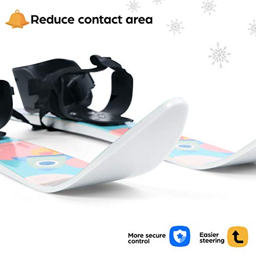 Odoland Kid's Beginner Snow Skis and Poles with Bindings, Low-Resistant Ski Boards for Age 4 and Under, Lightweight Sturdy...