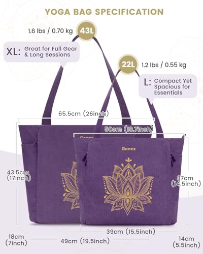 Gonex Yoga Mat Bag, Large Tote Bag with Multi Pockets for Women Men, Canvas Mat Carrier, Full Zipper Easy Access for Pilat...