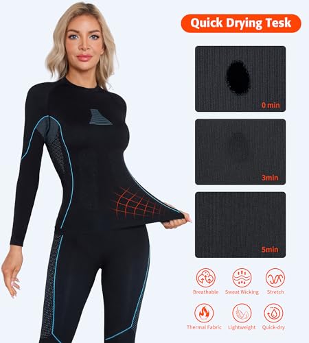 ATTRACO Womens Thermal Underwear Top and Bottom Sets Women Long Johns Warm Base Layer for Cold Weather