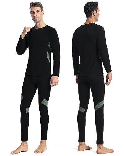 Runhit Mens Thermal Underwear Set：Fleece Lined Long Johns for Men Thermal Shirts and Pants Base Layer Cold Weather Thermals