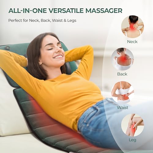 Himouta Full Body Massage Mat with Heat, Detachable Massager Pad Deep Tissue Pain Relief,10 Vibrating Motors and 9 Speed S...