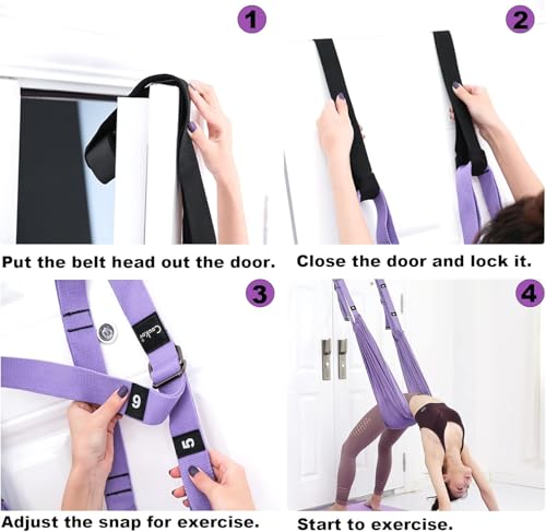 Elfzone Yoga Door Swing - Yoga Strap, Backbend Training Stretching Rope with Door Anchor, Flexibility Trainer Stretching E...