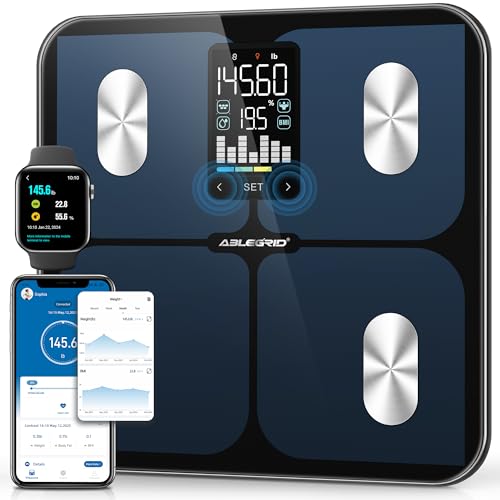 ABLEGRID Smart Bathroom Scale for Body Weight, Digital Body Fat Scale with LED Column Trend Display, BMI,Muscle Mass,Body ...