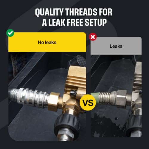 Active M22-14mm Pressure Washer Quick Connect Kit, 304 Stainless Steel M22-14mm to 3/8" Male to Female Quick Disconnect Ki...