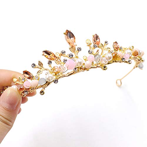 NODG Gold Tiaras and Crowns for Women - Rhinestone, Pearl Bridal Tiaras and Headbands for Wedding, Birthday, Prom