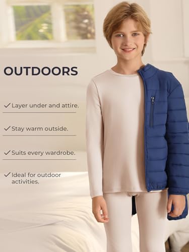 Haloumoning Thermal Underwear for Kids Boys Winter Base Layer Athletic Skiing Long Johns Sets 5-14 Years