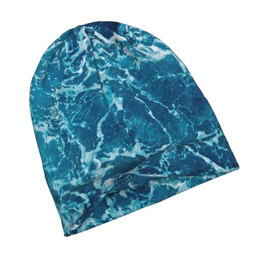 Tropical Ocean Beach Theme Print Winter Beanie Hat Men Women Soft Lightweight Thermal Cap for Outdoor Skiing Wear Black