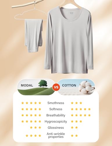 Arjen Kroos Thermal Underwear for Men Long Sleeve, Modal Thermal Base Layer & Winter Underwear Set, Thermal Wear for Men
