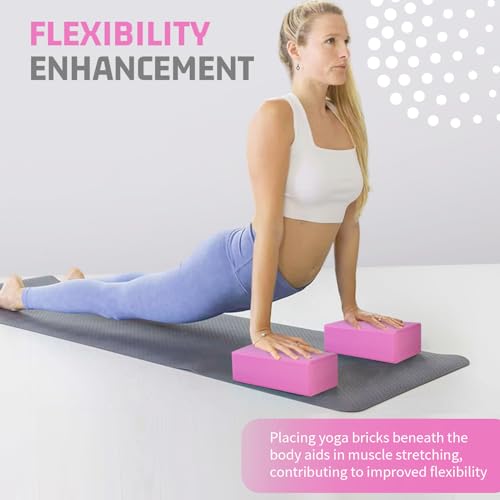 Yoga Blocks 2 Pack, 3"x6"x9" EVA Foam Yoga Block Supportive, Non-Slip Exercise Blocks, Yoga Accessories for Pilates, Medit...