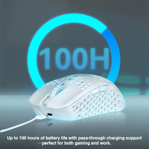 SOLAKAKA SM600 White Wireless Gaming Mouse,Tri-Modes BT5.1/Type-C Wired/2.4G Wireless Mouse with 2 Side Buttons, Programma...