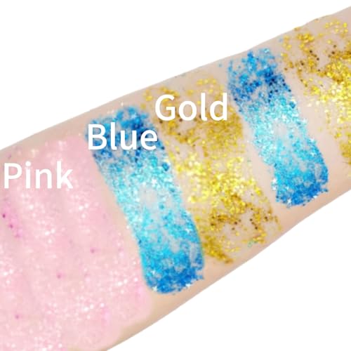 HAIOLORPRO Gold Blue Pink Body Glitter Stick, Face Hair Glitter Stick for Kids, Glitter Face Paint Hair Accessories for Wo...