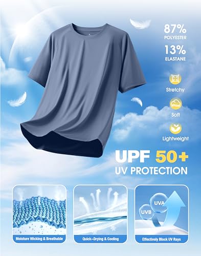 Soothfeel Mens Workout Shirts Quick Dry Athletic Running T-Shirts Short Sleeve Cooling Moisture Wicking Gym Active Tee Tops