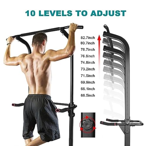 Power Tower Workout Dip Station Pull Up Bar, Height Adjustable Multi-Function Dip Stand for Home Gym, Strength Training Fi...