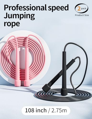 uvbws2Pack Exercise Jump Rope - With Plastic Handle, Anti Wrap PVC Long Jump Rope Set - Suitable for Men's and Women's Fit...