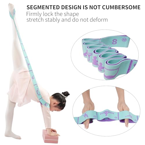 2 PCS Adjustable Extended Children's Stretching Straps with 8 Loops, Multi-Functional Elastic Stretch Bands for Gymnastic...
