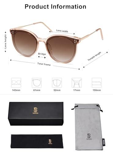 SOJOS Classic Trendy Round Sunglasses Womens Mens Oversized Large Shades UV400 Vacation Sunnies SJ2068