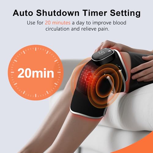 RAYOCON Red Light Therapy for Knee: Knee Massager with 6 Heat and 5 Vibration Cordless Rechargeable Electric Heated Knee B...
