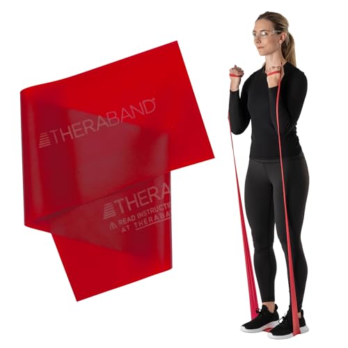 THERABAND Professional Resistance Band, Red Level 2 Medium, 5 ft Exercise Band for Physical Therapy, Strength Training, Up...