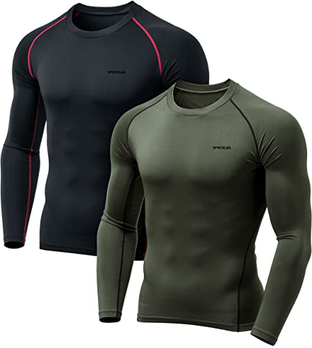 TSLA Men's Thermal Long Sleeve Compression Shirts, Athletic Base Layer Top, Winter Gear Running T-Shirt