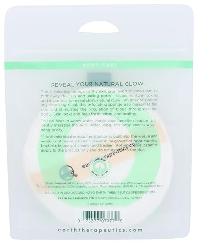 Organic Cotton Exfoliating Hydro Sponge Earth Therapeutics - 1 Pack