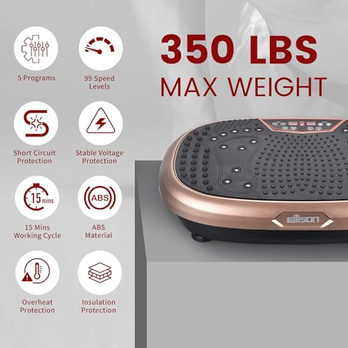 EILISON FitMaxx 3D XL Vibration Plate Exercise Machine - Whole Body Workout Vibration Platform w/Loop Bands - Lymphatic Dr...