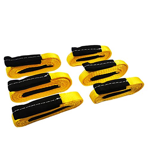 6 Pcs Lift Sling Straps 1" x8' Heavy Duty Lifting Sling Web Town Strap with 2 Reinforced Loops,5000lbs Break Strength,Wear...