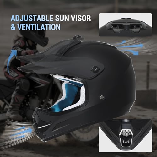 ROOZO Youth Dirt Bike Helmet DOT Certified - Full Face Motorcycle Helmet for Off-Road, ATV, Street Riding, Includes Adjust...