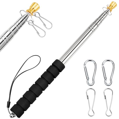 Portable Handheld Flag Pole for Carrying, 8.2Ft/2.5M Stainless Steel Telescopic Hand Held Carry Flag Pole, Telescoping Tou...