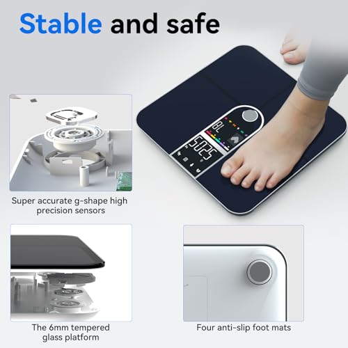 Smart Scale with BMI Body Fat Muscle Mass Digital Bathroom Weight Scale with Accurate 17 Core Body Composition Analyzer Fa...