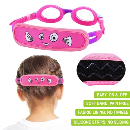 RUIGAO Kids Swim Goggles Age 2-6, Toddler Goggles No Hair Pull,Child Goggles Padded HeadBand