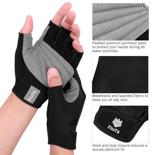 FitsT4 Sports Half Finger Padded Palm Gloves for Diving, Sailing, Jet Skiing, Stand-UP Boarding, Kayaking and Water Skiin...