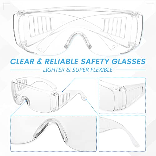 WFEANG Clear Safety Glasses bulk, Lightweight Protective Eyewear For Men Women, Over Goggles Impact Scratch Resistant