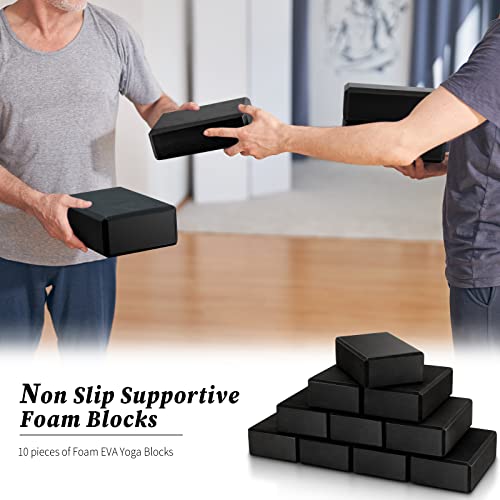 10 Pcs Foam EVA Yoga Blocks Lightweight Non Slip Supportive Yoga Bricks for Pilates Stretching and Meditation, Women Men Y...