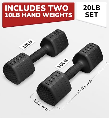 10LBS/20LBS/30LBS Dumbbells Adjustable Dumbbell Set of 2, Hand Weights for Women Men Free Weight Dumbbells Sets for Home G...