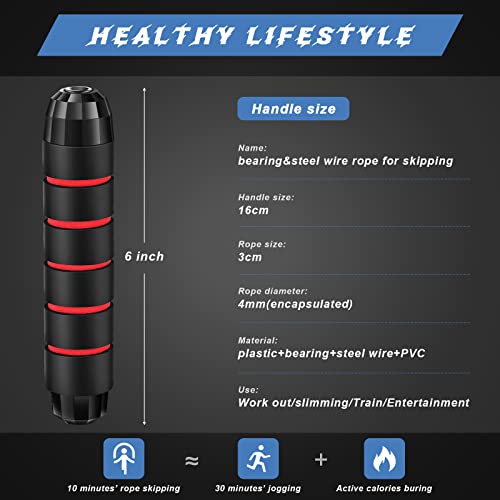 Junkin 12 Pieces Jump Ropes for Fitness with Ball Bearings Speed Jumping Adjustable Skipping Rope with Foam Handles Exerci...
