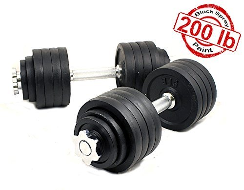 Unipack Adjustable Dumbbell Set, Black-Painted, 200-Lbs