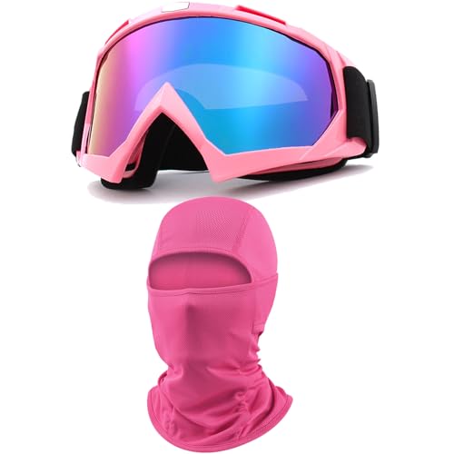 immoono Motorcycle Goggles with Balaclava for Women Girls, Dirt Bike ATV Motocross Riding Racing Ski Goggle Safety Glasses