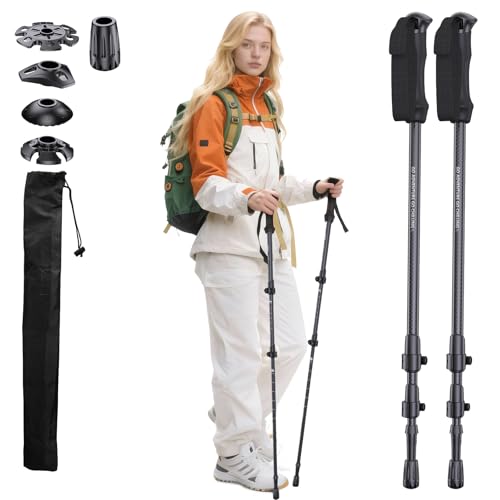 Trekking PoVtsliy Trekking Poles Carbon Fiber, Adjustable Collapsible Ultralight with EVA Grip & Anti-Shock, Hiking Poles ...