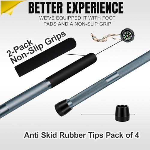 Tactical Survival Walking Stick, 16-in-1 Hiking Staff Heavy-Duty Collapsible Multitool for Camping, Reliable Tactical Kit ...